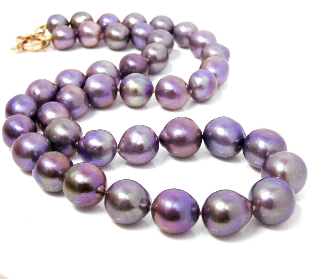 Huge nugget Round Purple Edison Pearls Necklace